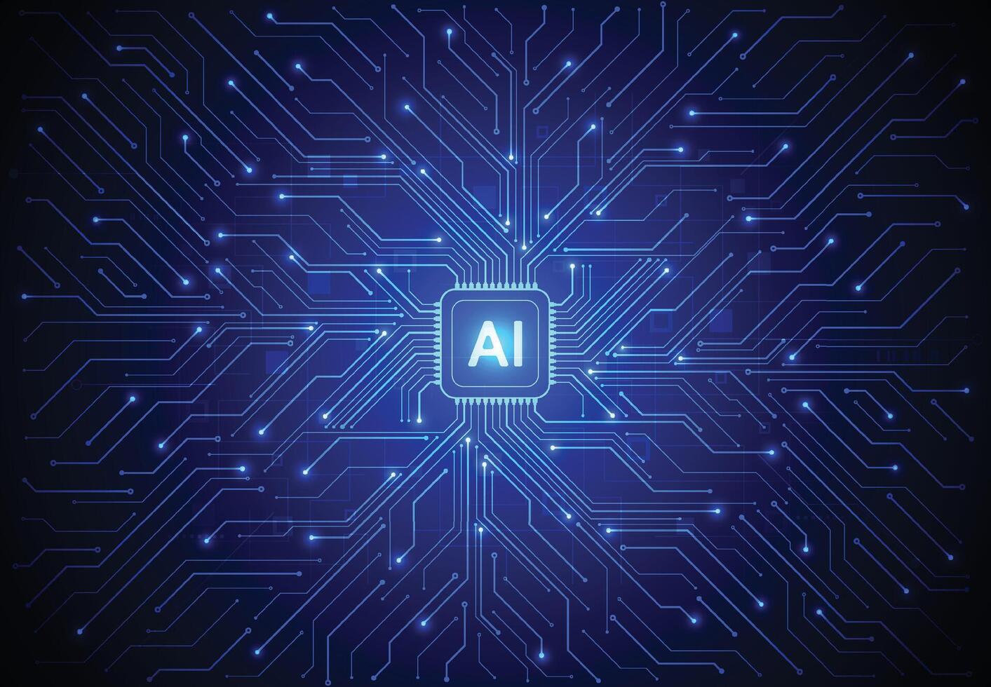 Artificial intelligence chipset on circuit board in futuristic concept vector