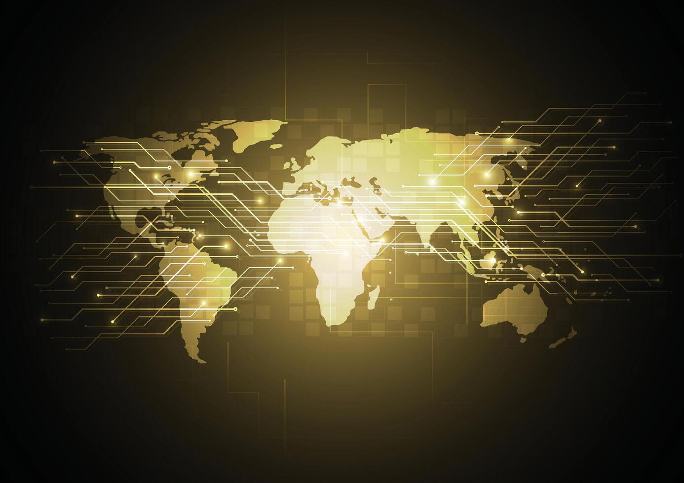 Abstract global technology network connection. World map point and line vector