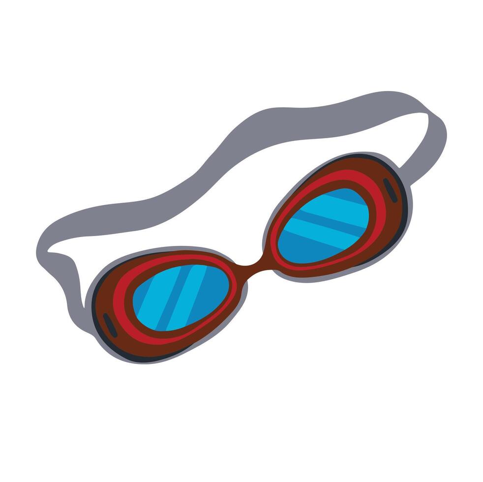 colored sport symbol swimming goggles, hand drawn illustration vector