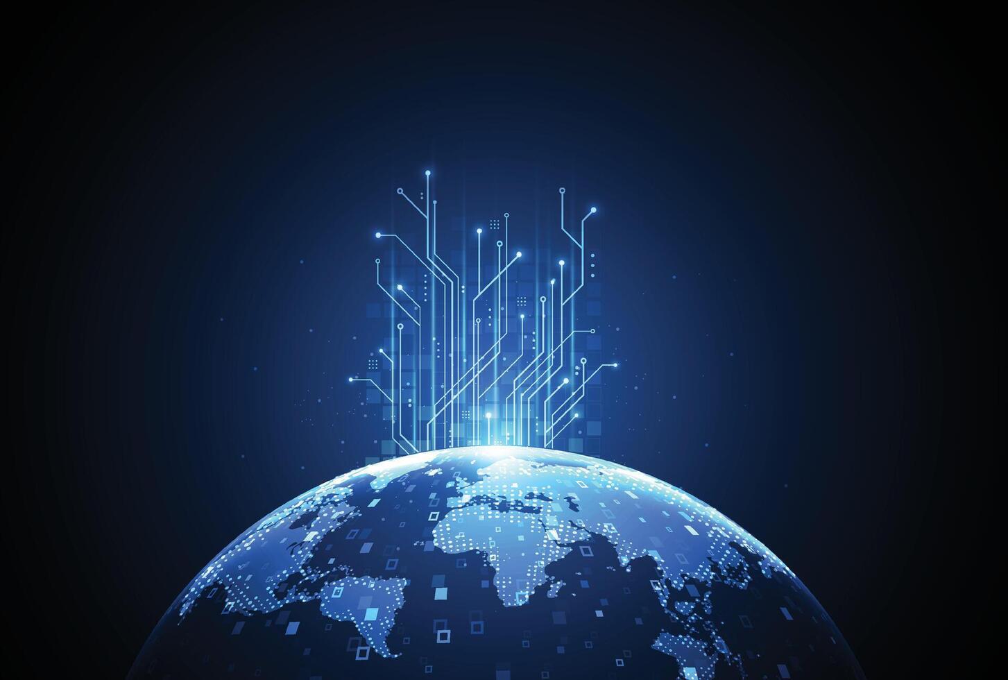 Abstract technology global network connection. World map point and line composition concept vector