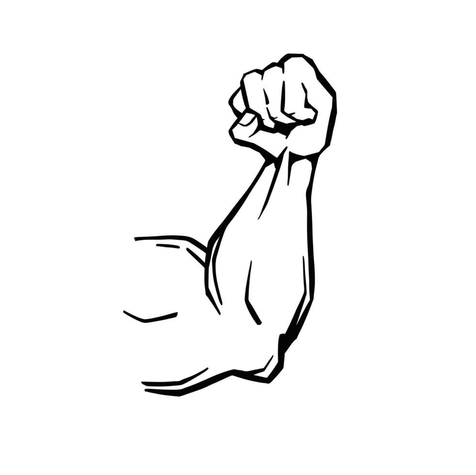 Symbol Arm strong with muscles monochrome vector