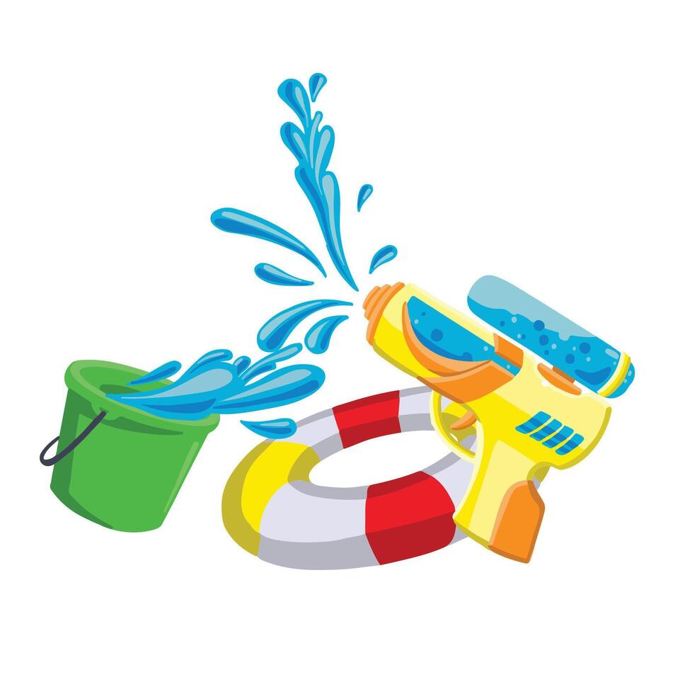 colored water activities symbols, hand drawn illustration vector