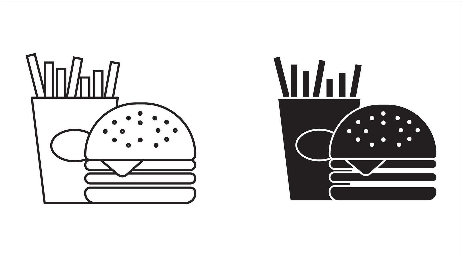 Fast food icon set. in solid and outlined style vector