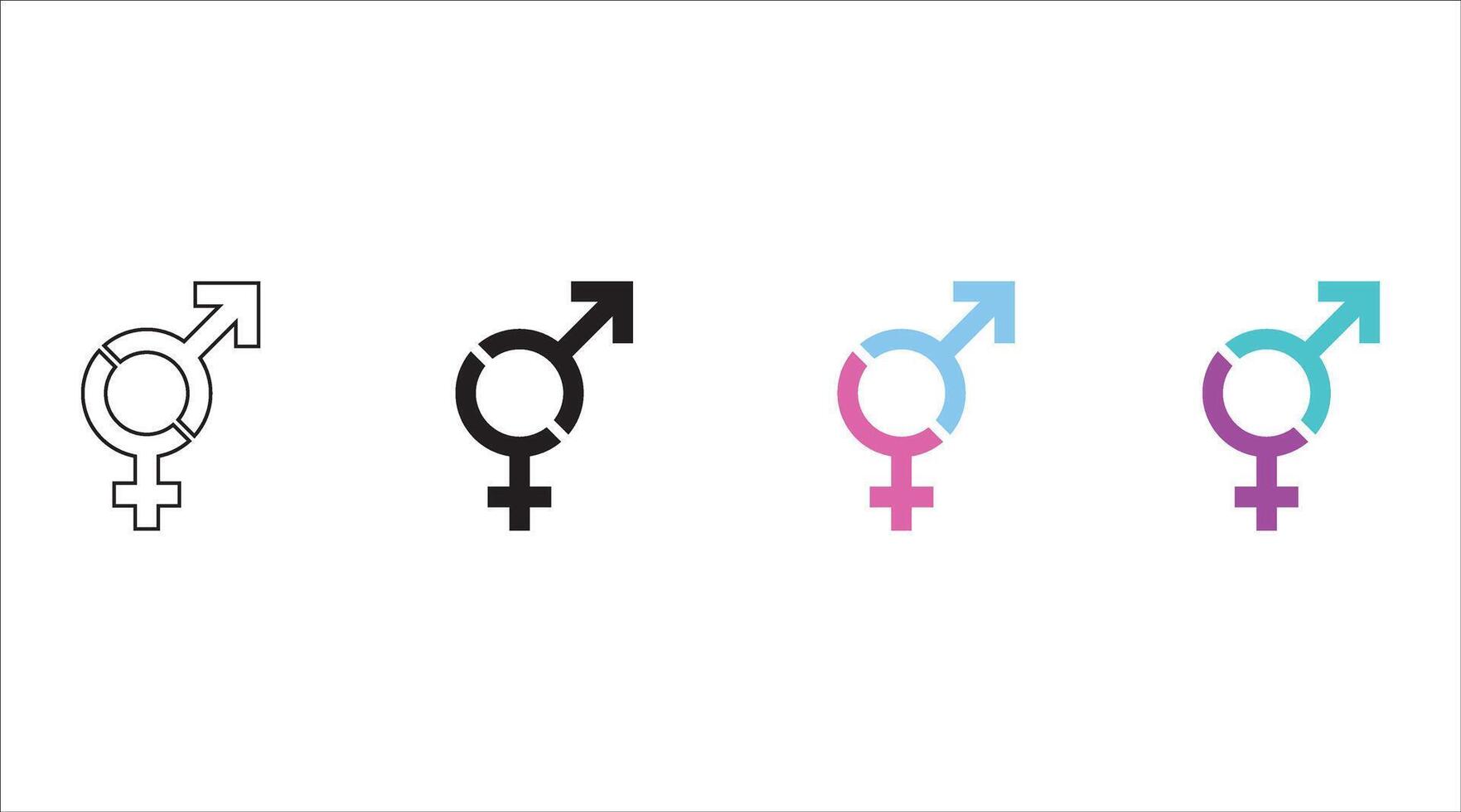 Male and female gender symbols set. Gender symbol with blue pink and black colours. Men, women, girl, boy - stock . vector