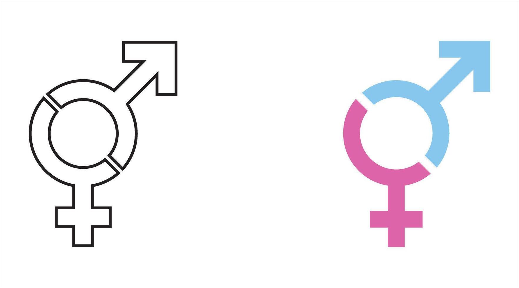 Male and female gender symbols set. Gender symbol with blue pink and black colours. Men,women, girl, boy - stock vector