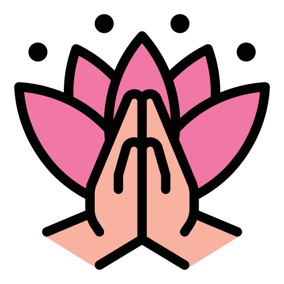 Meditation icon in flat line style representing mindfulness relaxation and inner peace ideal for wellness mental health and self-care concepts. vector
