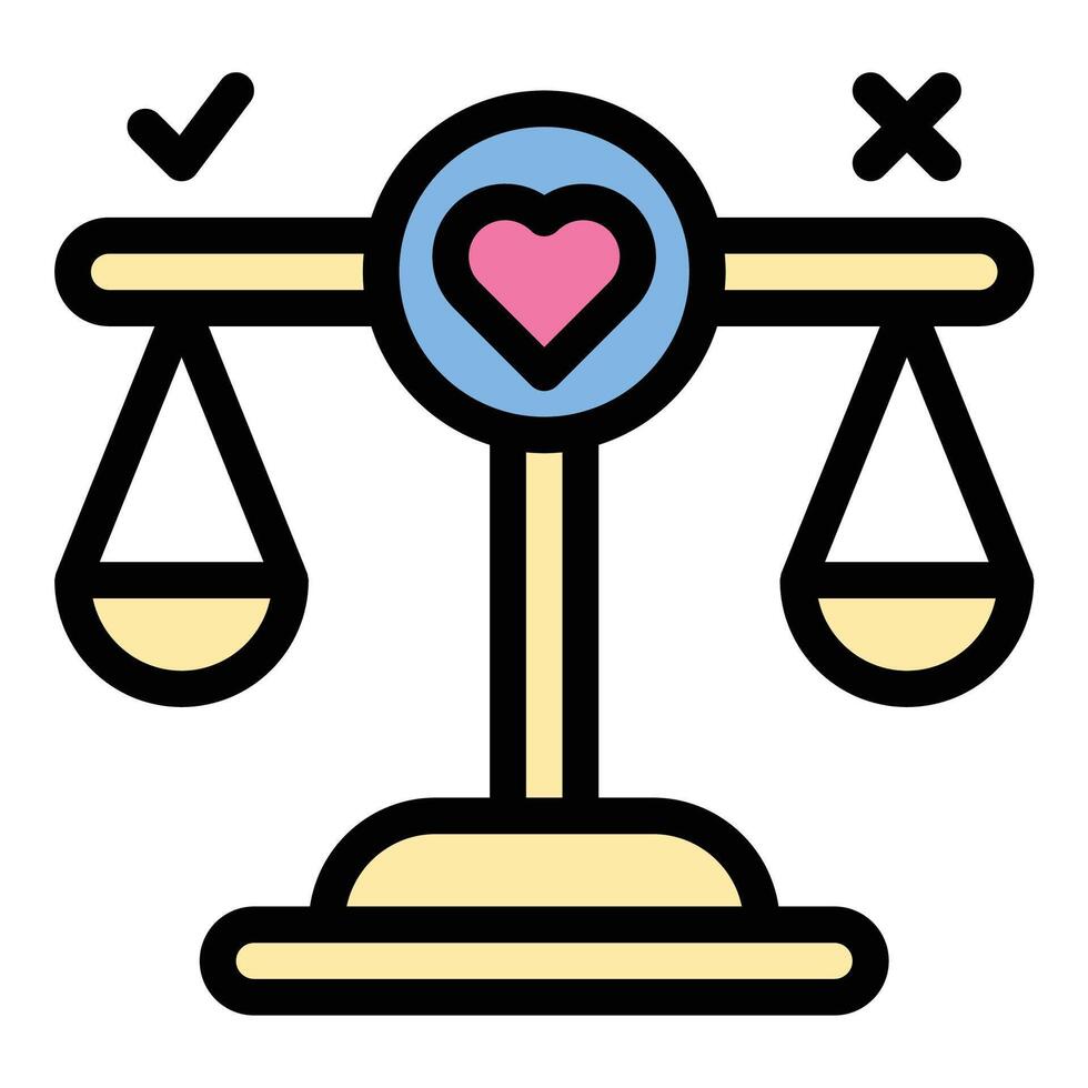 Morality icon in flat line style representing ethics principles and righteousness ideal for philosophy integrity and social values concepts. vector