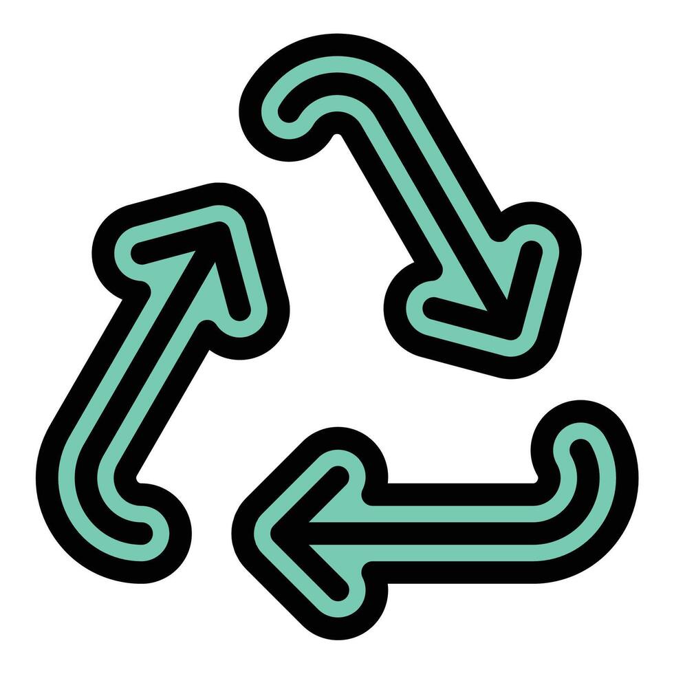 Recycling icon in flat line style representing sustainability waste reduction and environmental conservation ideal for eco-friendly practices green initiatives and circular economy concepts. vector