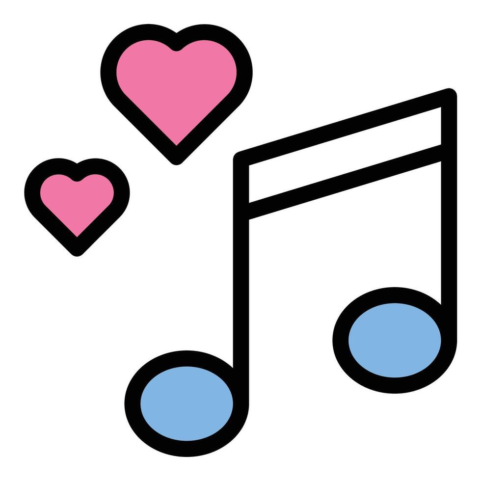 Love song icon in flat line style representing romance music and heartfelt melodies ideal for entertainment emotions and relationship concepts. vector
