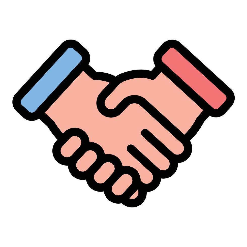 Deal icon in flat line style representing agreement partnership and business transactions ideal for contracts negotiations and collaboration concepts. vector
