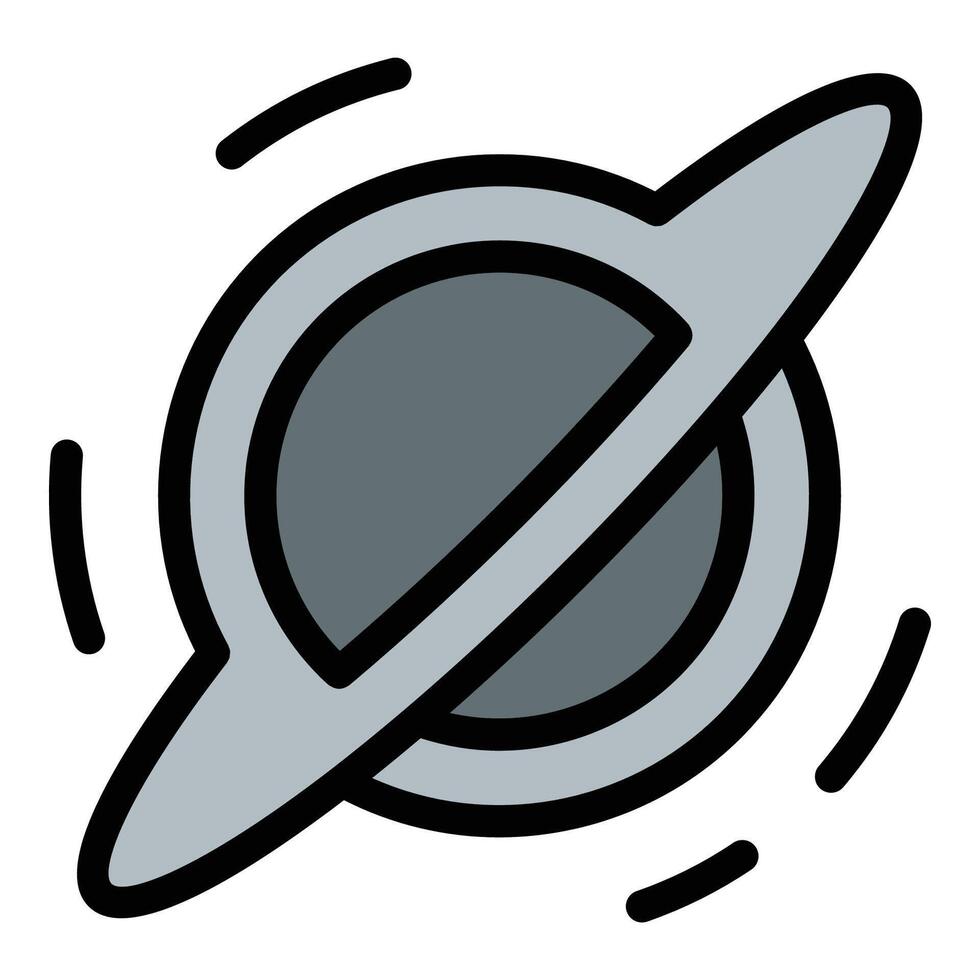 Black hole icon in flat line style representing gravitational pull space phenomena and cosmic mystery ideal for astronomy physics and science concepts. vector