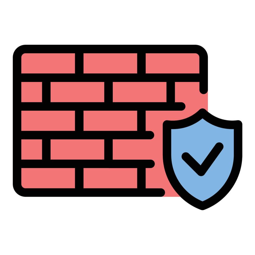 Firewall icon in flat line style representing cybersecurity network protection and data security ideal for internet safety hacking prevention and IT security concepts. vector