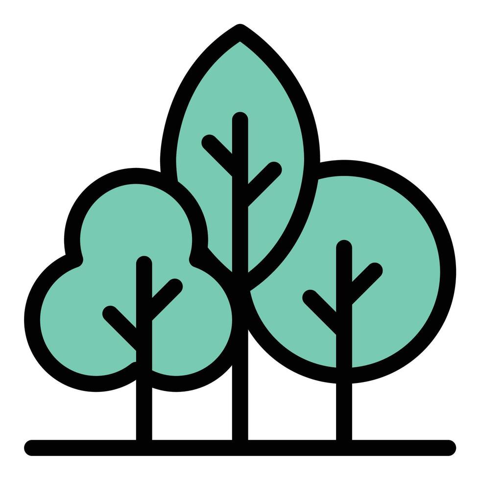 Trees icon in flat line style representing nature environment and sustainability ideal for forestry conservation and eco-friendly concepts. vector