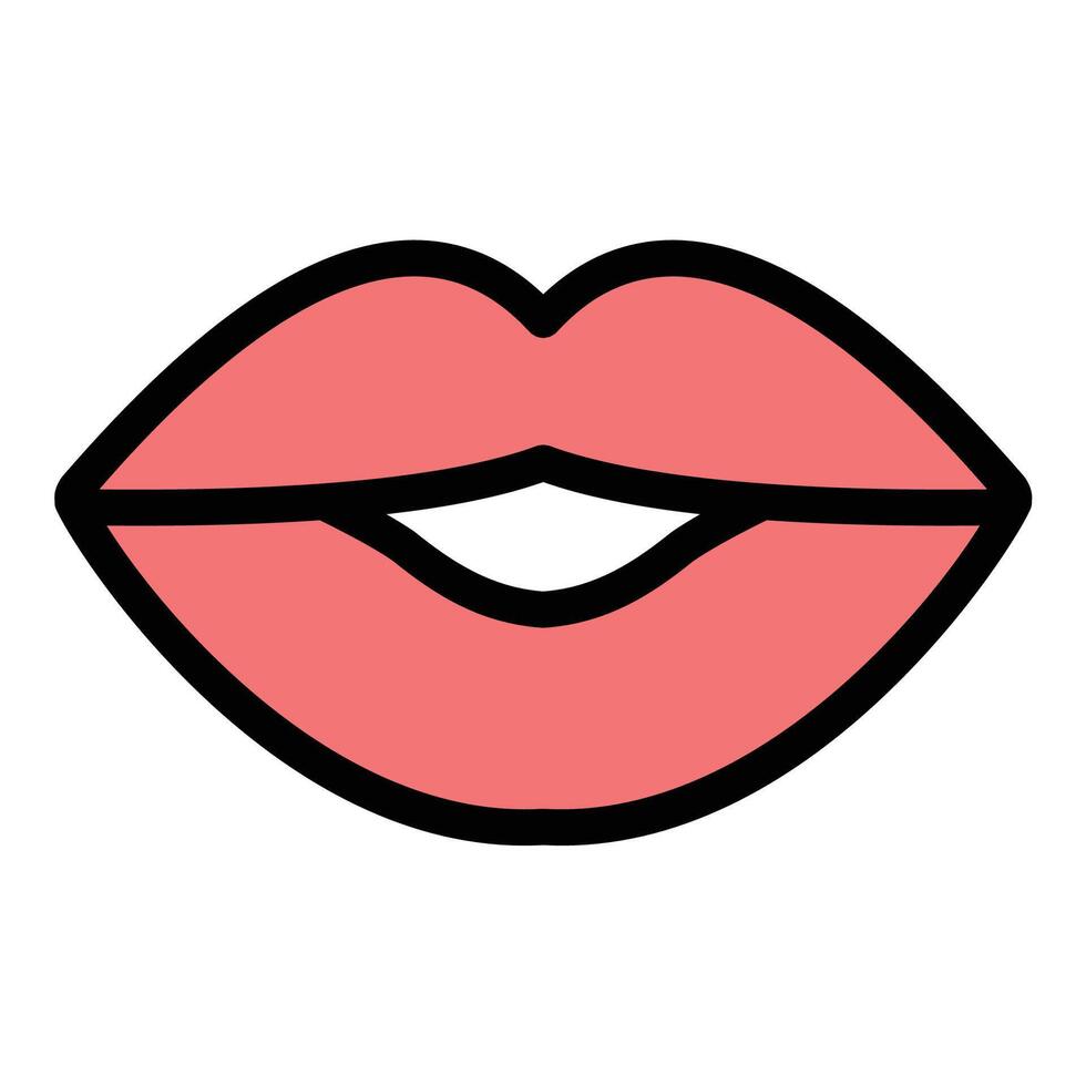 Mouth icon in flat line style representing speech communication and oral health ideal for language expression and medical concepts. vector