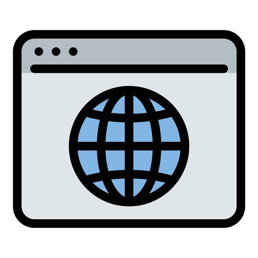 Web browser icon in flat line style representing internet browsing online navigation and website access ideal for technology web development and digital communication concepts. vector