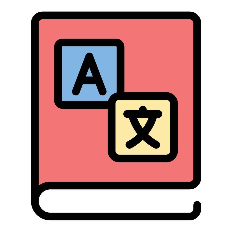 Dictionary icon in flat line style representing language vocabulary and reference material ideal for education learning and communication concepts. vector