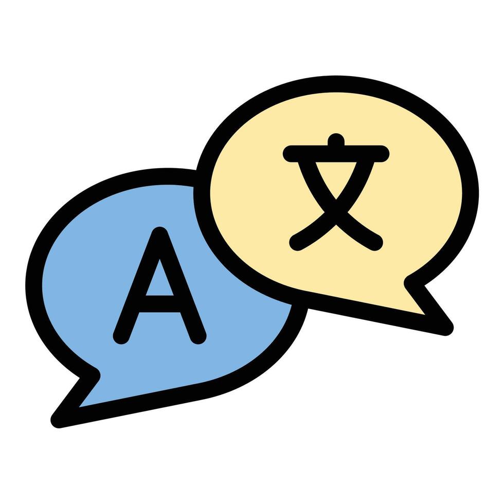 Bilingual icon in flat line style representing language proficiency communication and translation ideal for education global interaction and multicultural concepts. vector