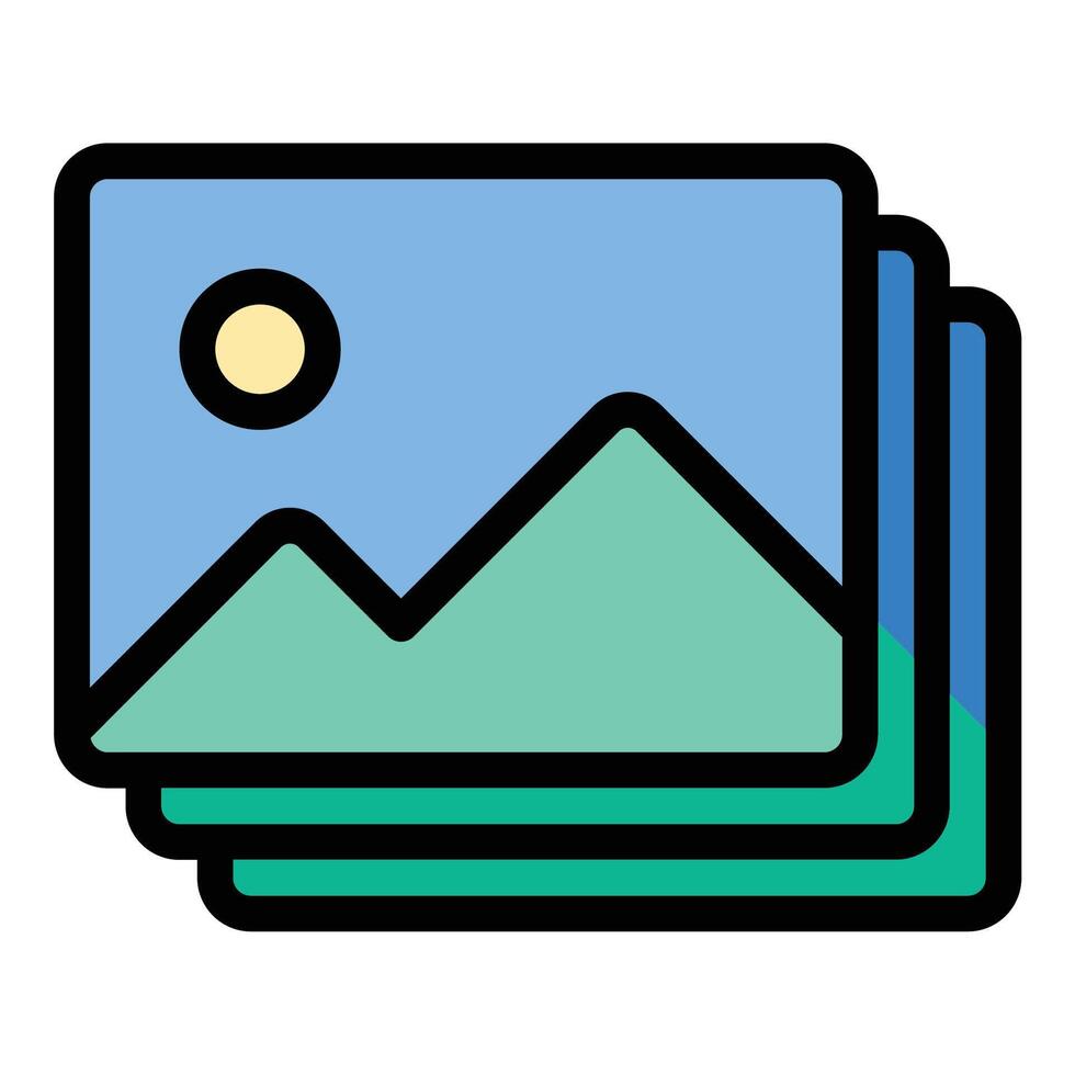 Picture icon in flat line style representing images photography and visual content ideal for media gallery and design concepts. vector