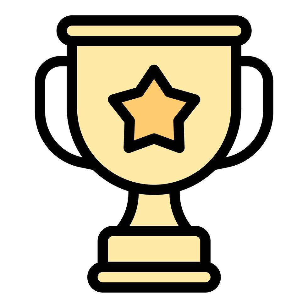 Trophy icon in flat line style representing achievement success and recognition ideal for awards sports and competition concepts. vector