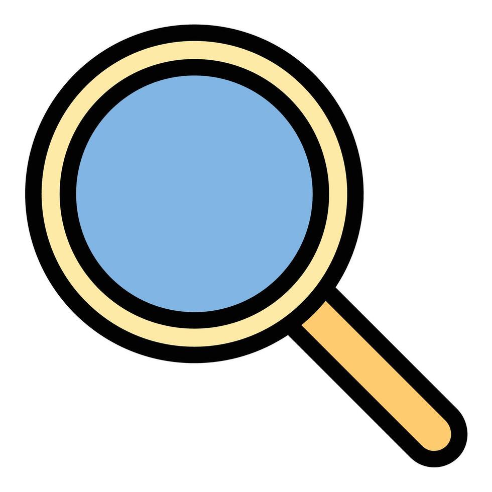 Magnifying glass icon in flat line style representing search discovery and investigation ideal for research analysis and inspection concepts. vector
