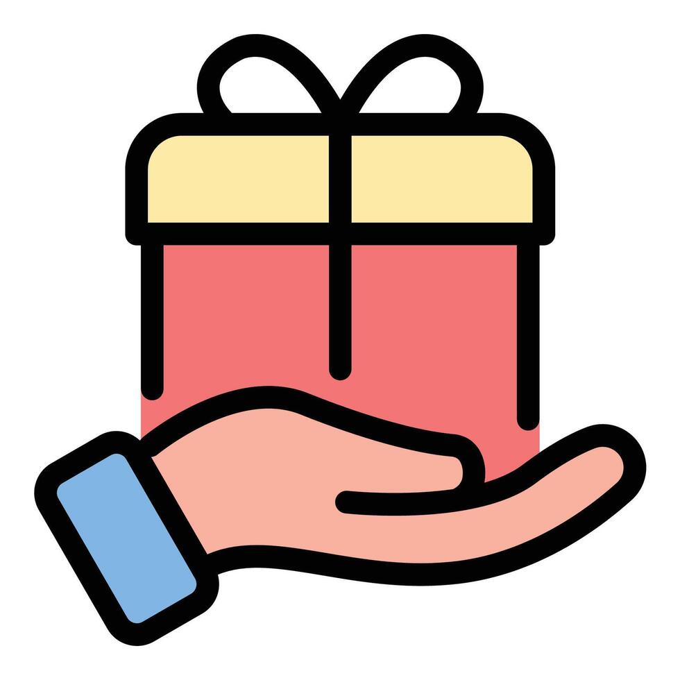 Gift box icon in flat line style representing celebration surprise and presents ideal for holidays birthdays and special occasions concepts. vector
