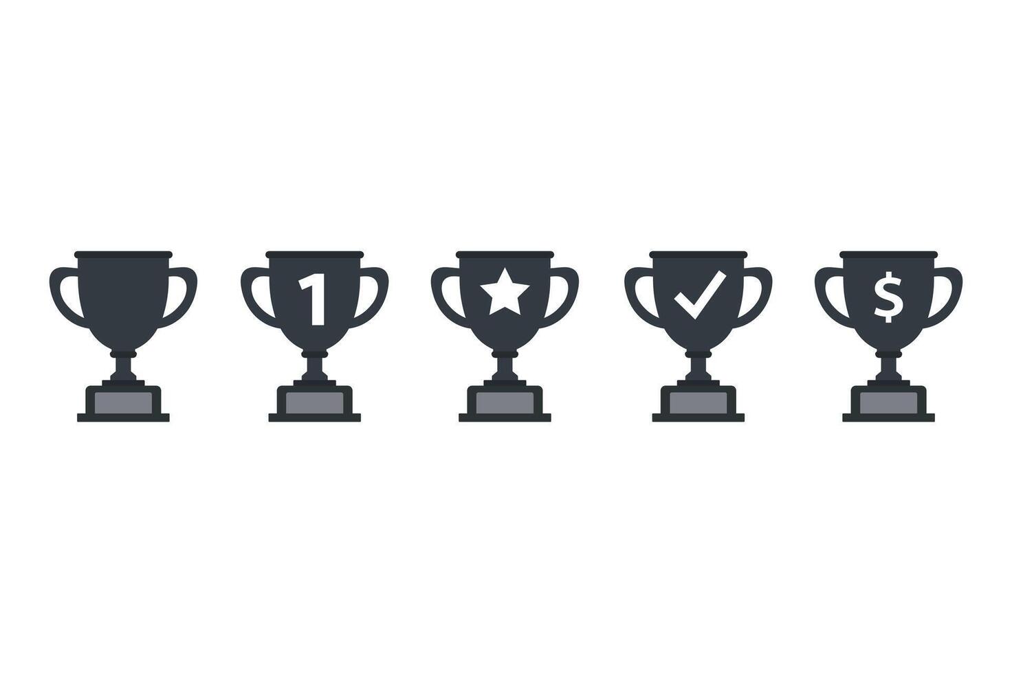 Set of Trophy Cup Icons, championship trophy cup, winner trophy cup icons, sports award trophy cup vector