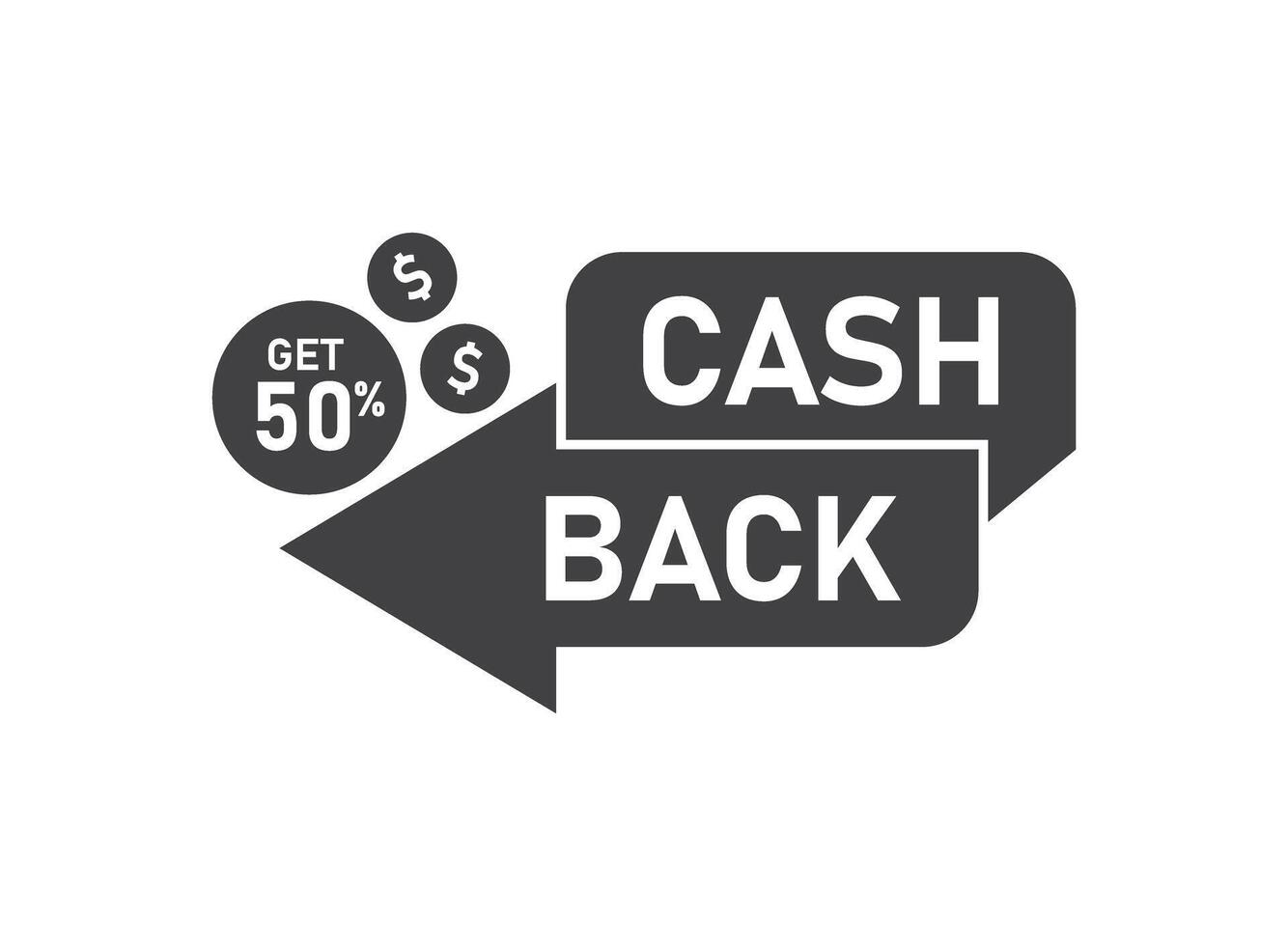 Cash back sign with arrows pointing in different directions vector