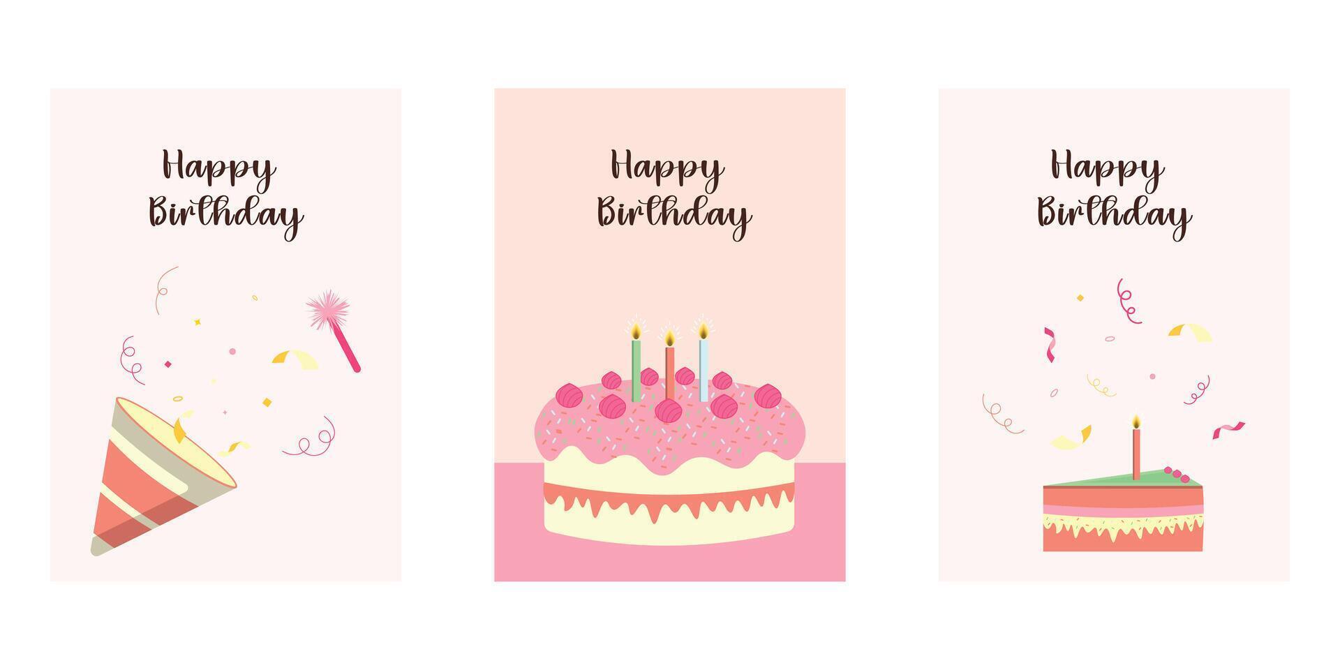Happy birthday card Set vector