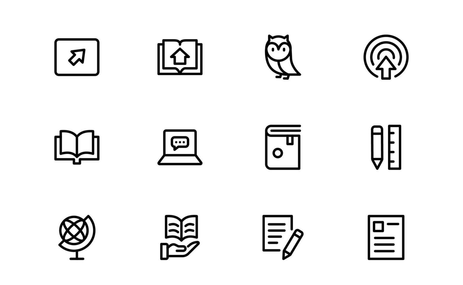 Education Icon Set. Modern and Minimalist Icons for Learning, Teaching, Schools, and Education vector