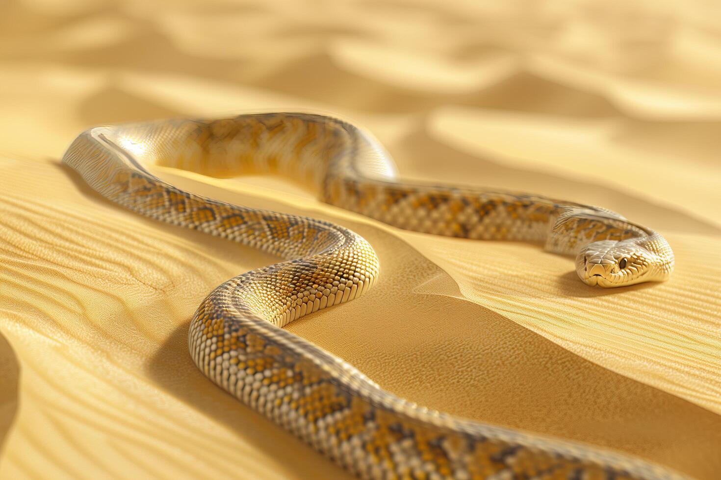 A snake is laying on the sand photo