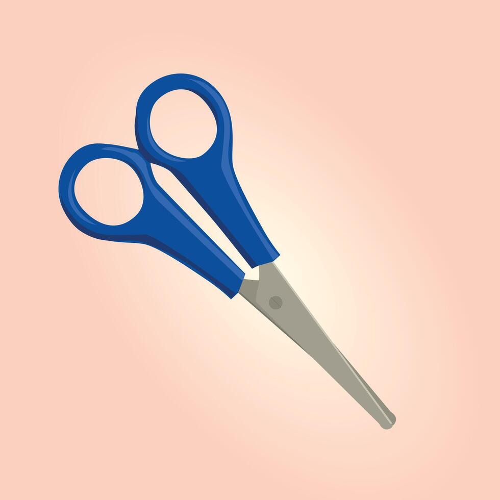 A pair of blue scissors in an closed position vector