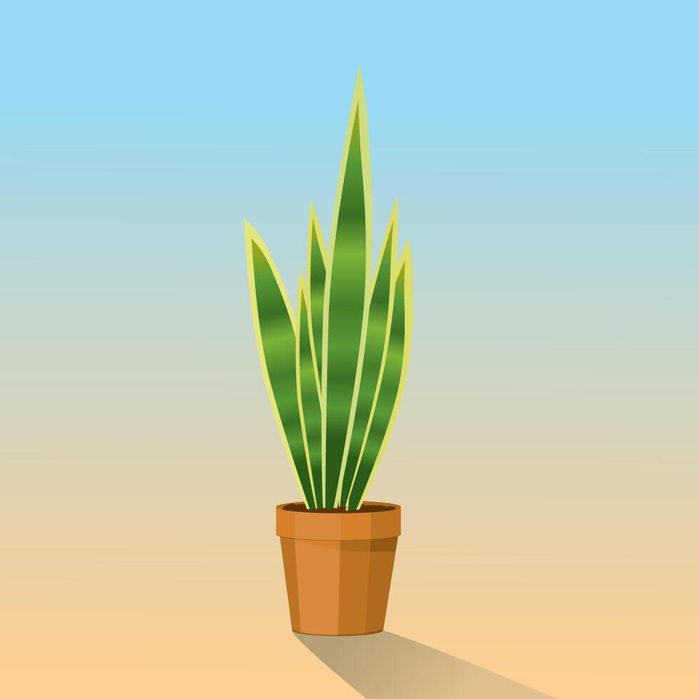An illustration of a snake plant in a terracotta pot. vector