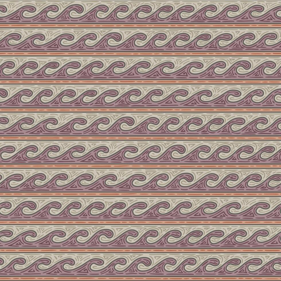 Seamless square pattern with nomadic running waves in pastel colours vector