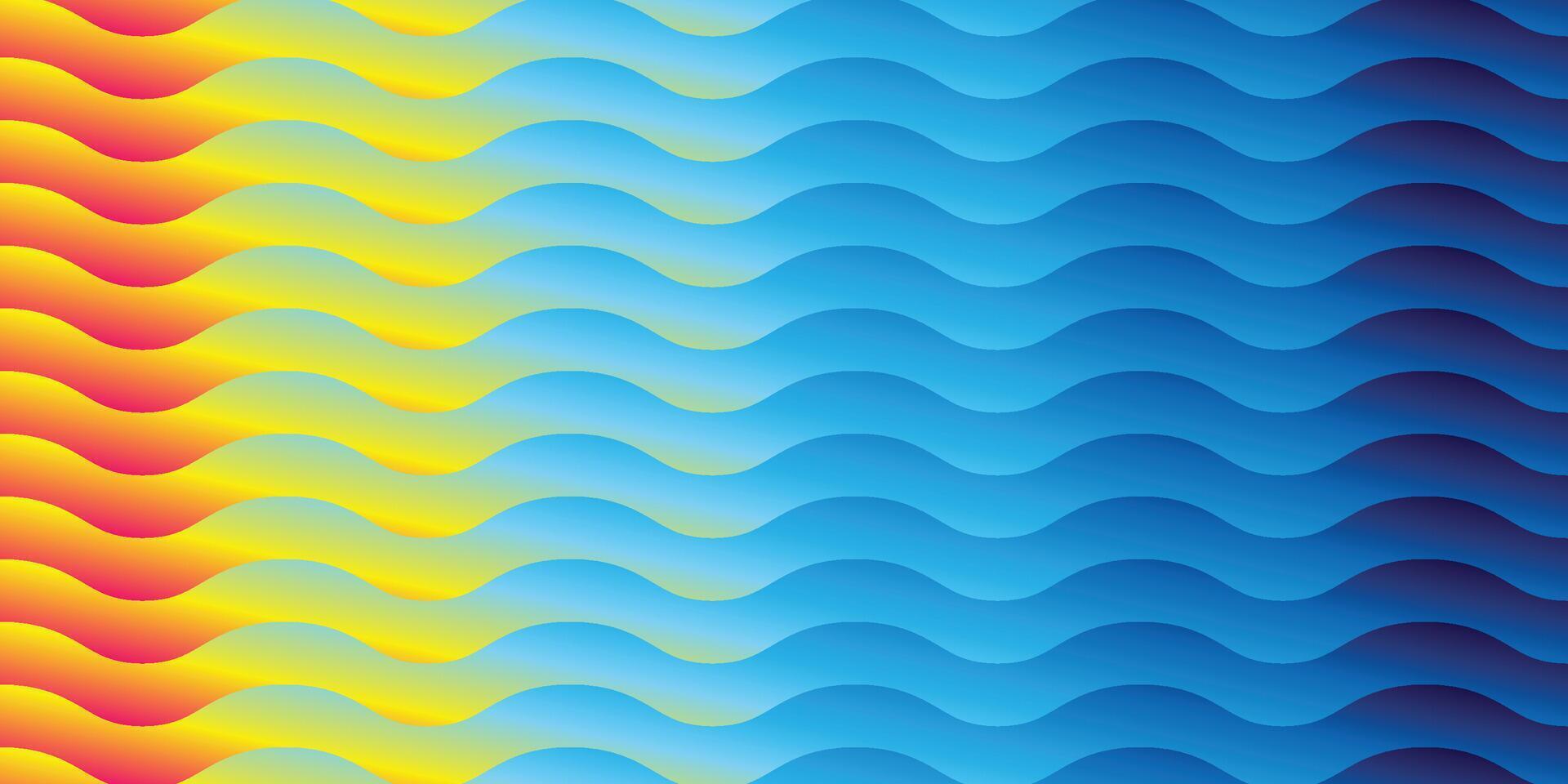 Orange yellow light to dark blue color abstract background waves pattern gradient lines futuristic vector