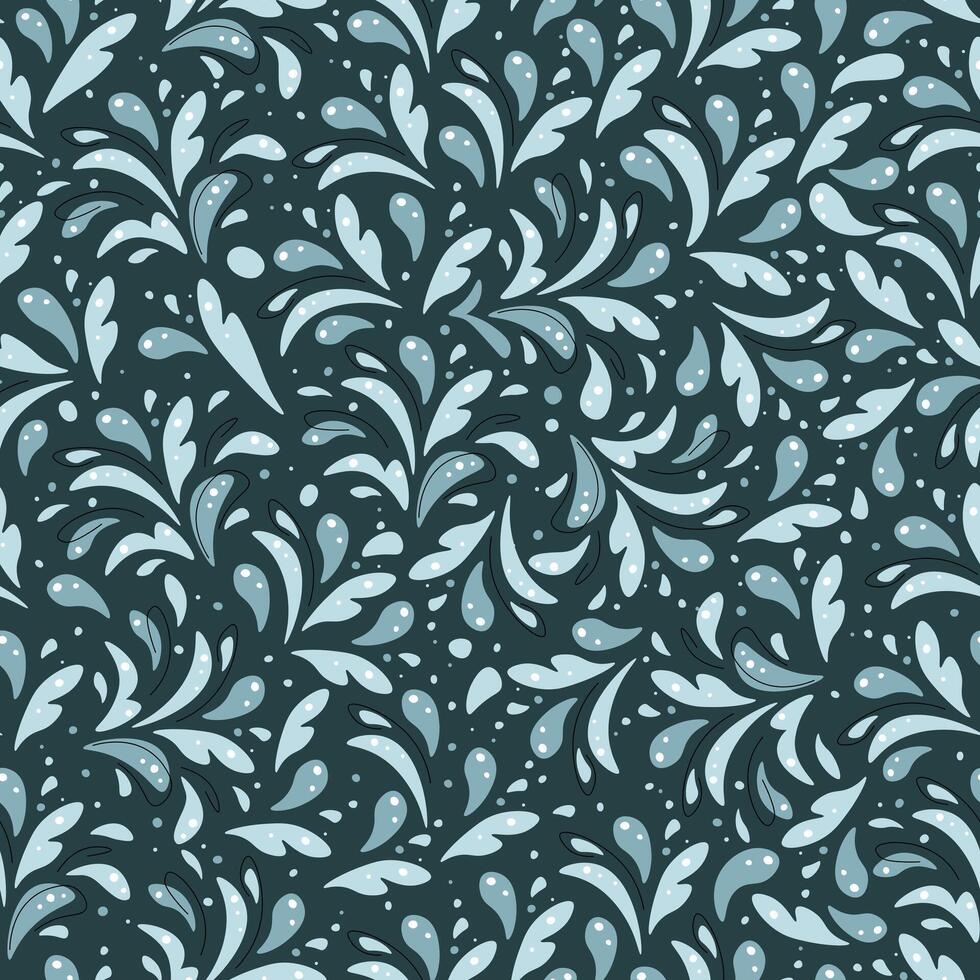 Seamless pattern with water splashes in flat style. Repeating background with splashes, drops. Abstract background for fabric, wallpaper, wrapping paper, scrapbooking, etc. vector