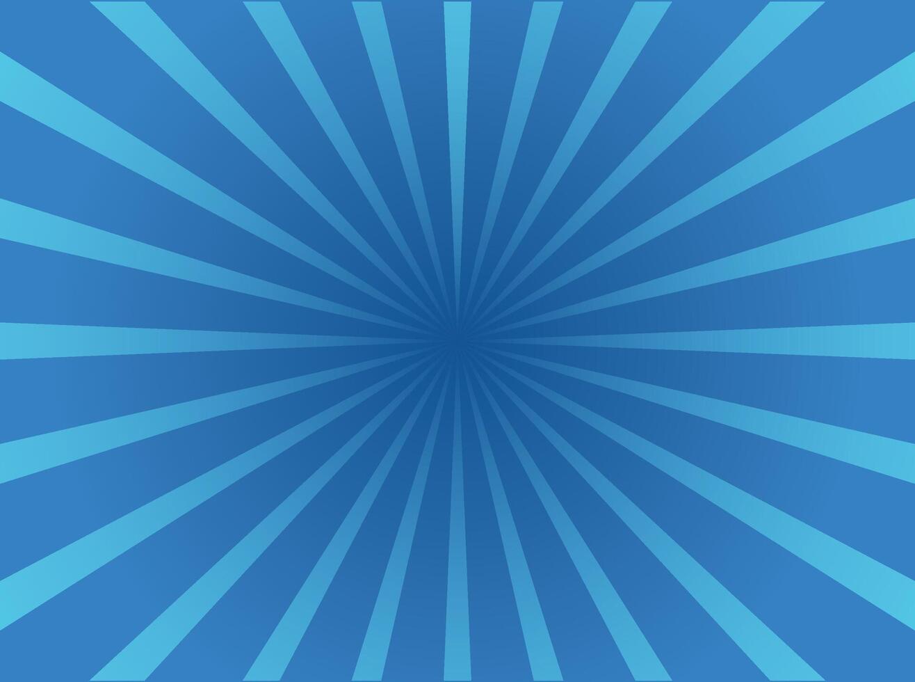 Blue Sunburst Retro Radial Background with Light Blue Sun Ray vector