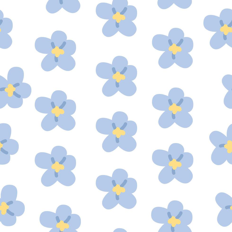 Cute, spring, cozy blue floral pattern vector