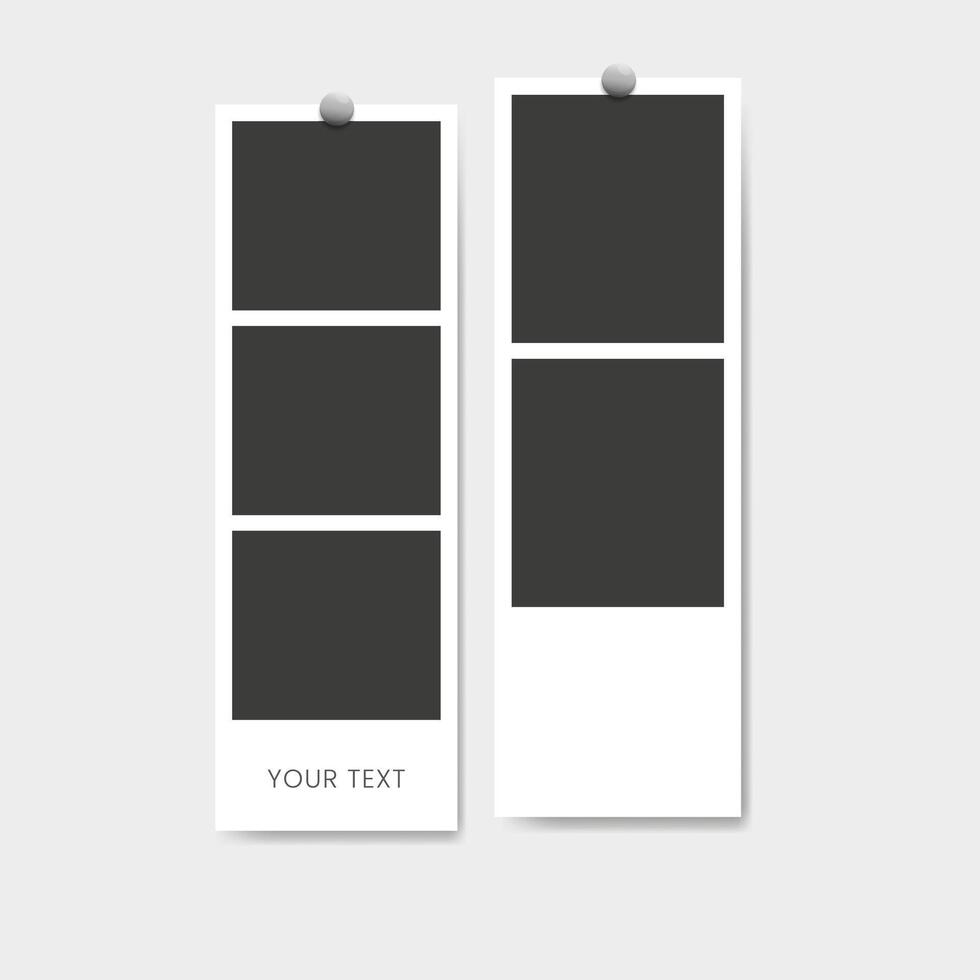 Retro photo booth strip, blank frames, instant snapshots vector