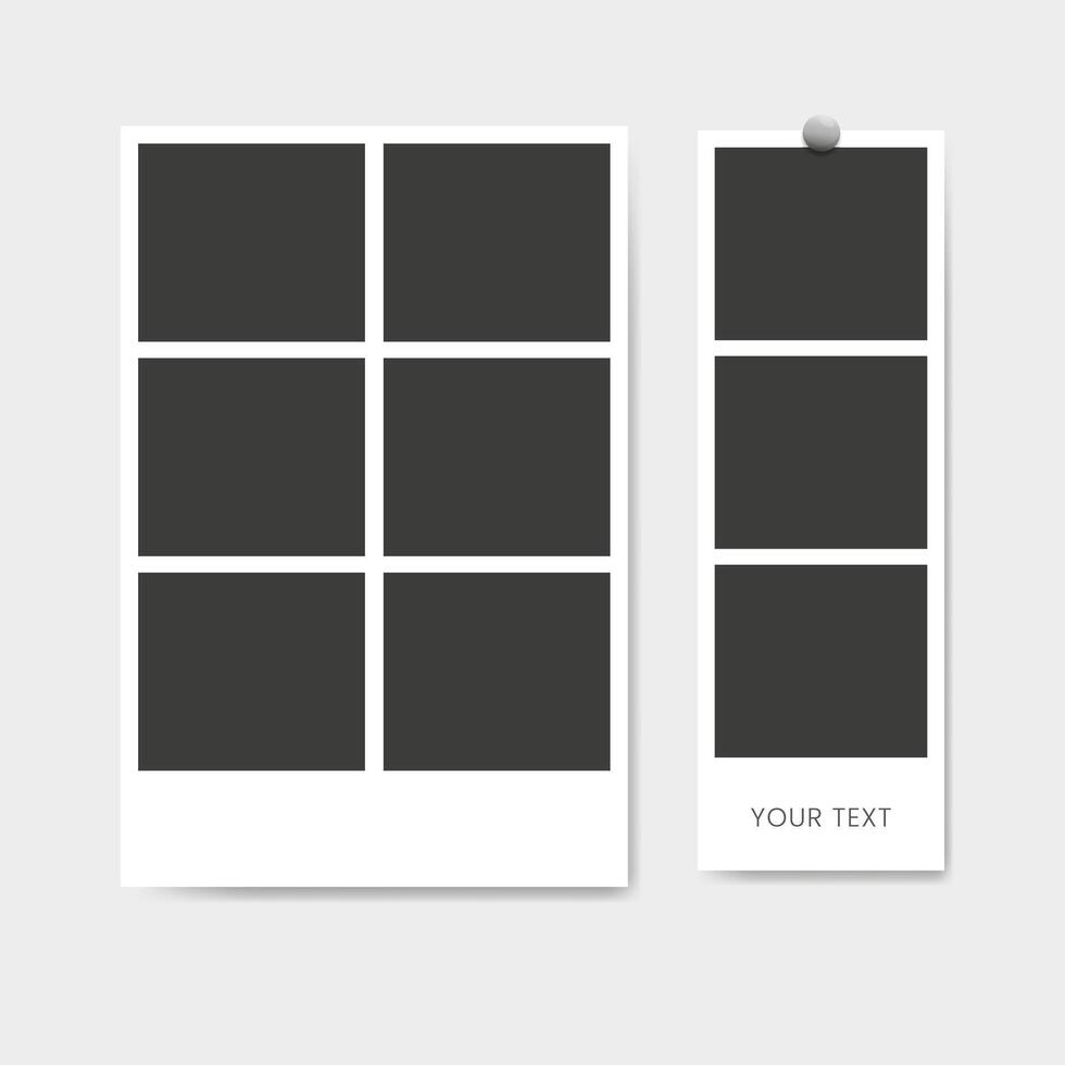 Instant photo booth strip, blank frames, nostalgic snapshots. vector