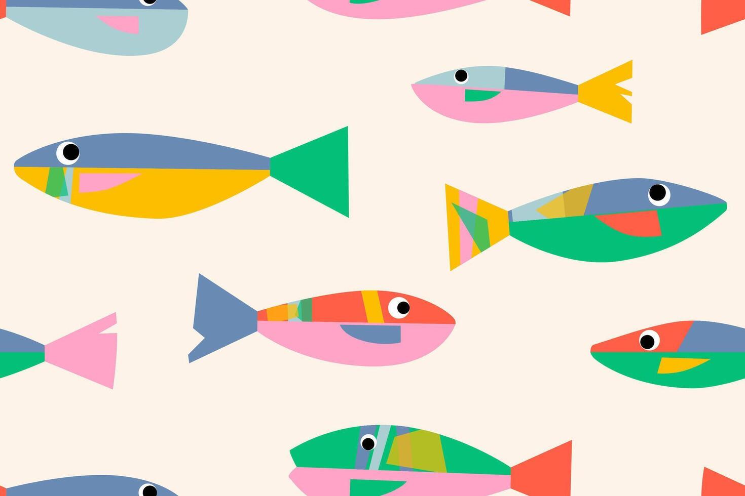 Seamless fish pattern in suprematism style. abstract background for fabric, wrapping, print and cover vector