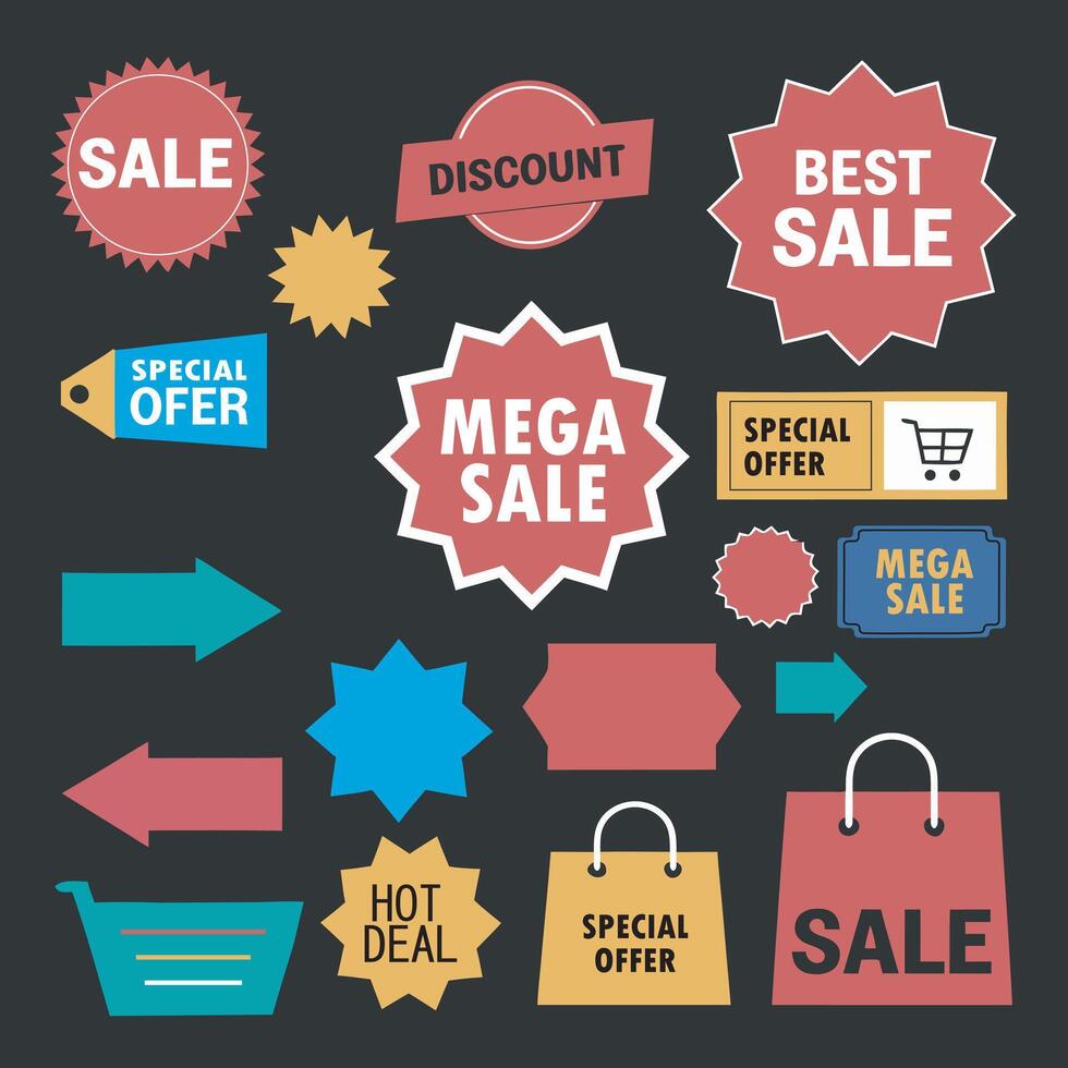 Mega sale flat design elements illustration vector