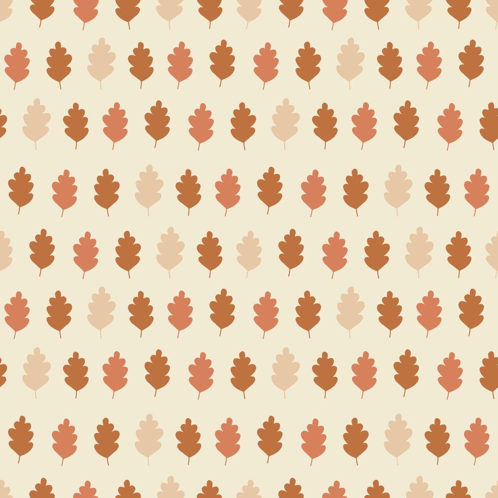 Autumn seamless pattern with oak leaves, minimalistic fall pattern vector
