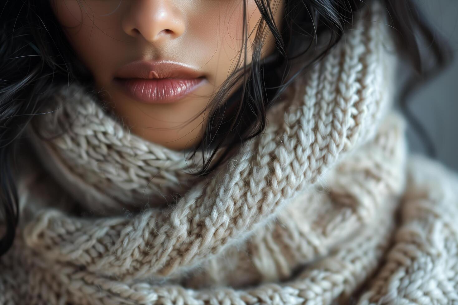 A woman wearing a warm scarf photo