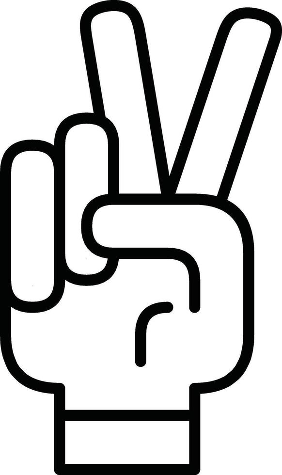 Peace Hand Gesture Line Icon Featuring Victory Symbol in Black and White vector