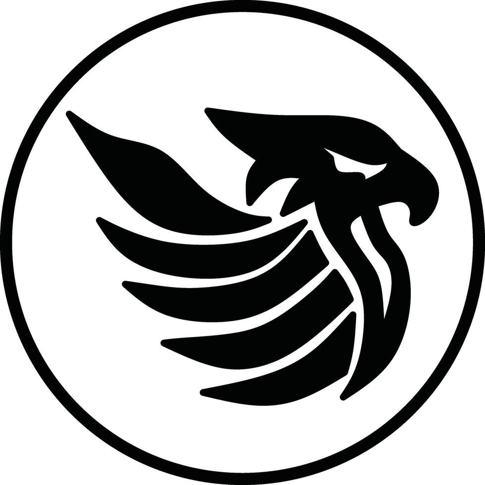 Black and white eagle logo in a circle. Strong, minimalist design perfect for security, sports, and aviation brands. illustration with clean lines. vector