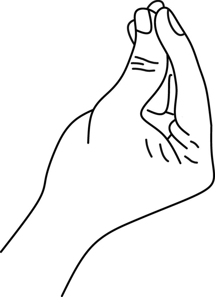 A simple line art depicting a human hand gesture. This minimalist artwork emphasizes sophistication, communication, and simplicity, ideal for design, art, and educational uses. vector