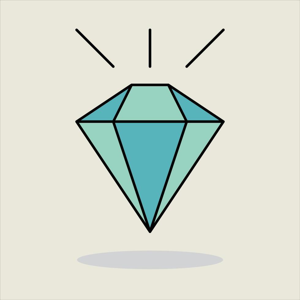 Stylized drawing of a sparkling blue diamond with a modern, simple design on a neutral background. vector