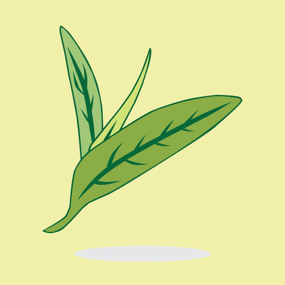 Illustration of vibrant green leaves against a yellow background, perfect for nature-themed designs and eco-friendly concepts. vector