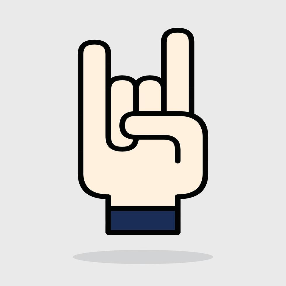 Rock On Hand Gesture. An illustrated hand giving the iconic rock on hand gesture, a symbol of music, rebellion, and good times. vector
