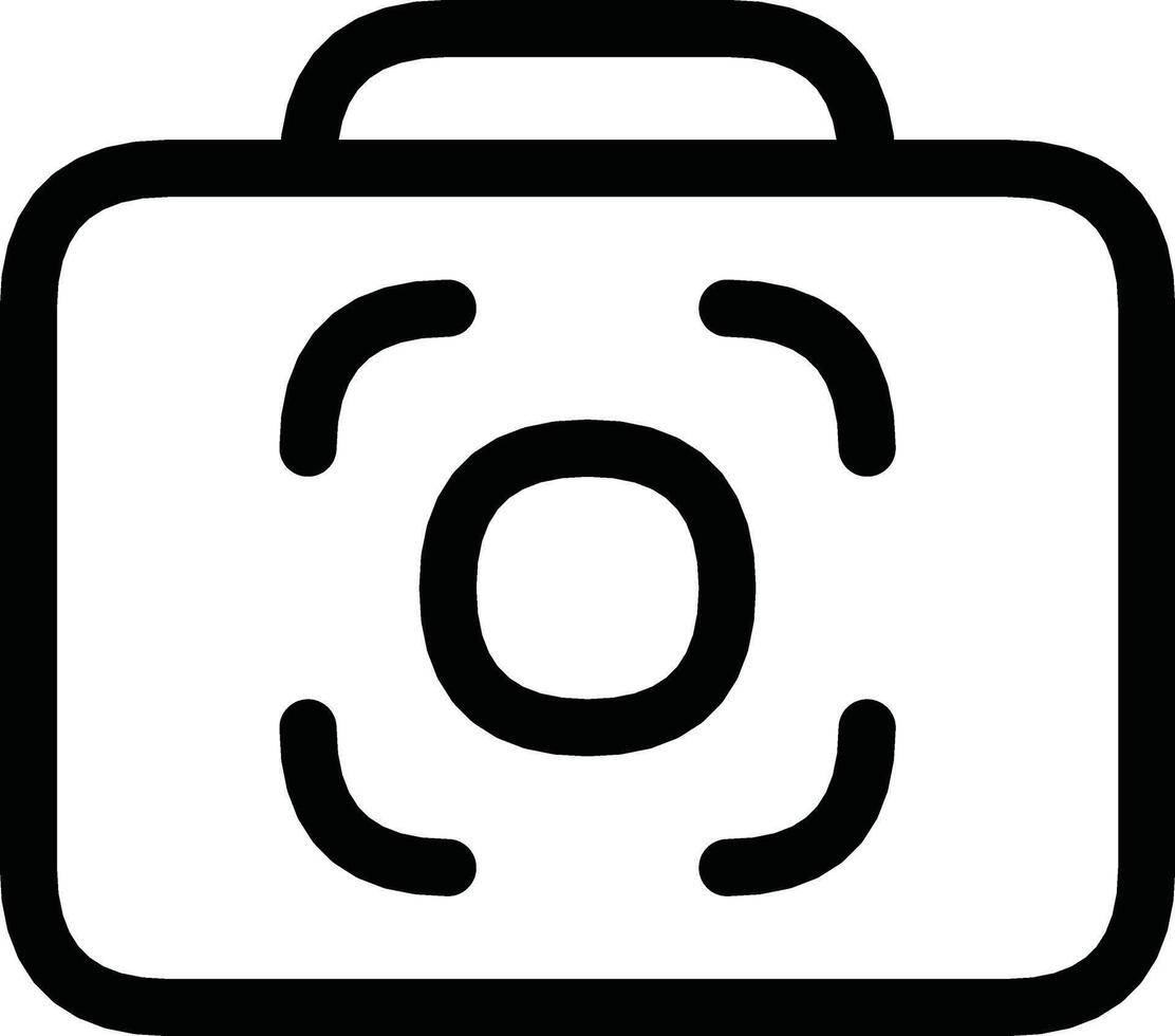 Minimal Black and White Camera Icon Outline With Focus Marker vector